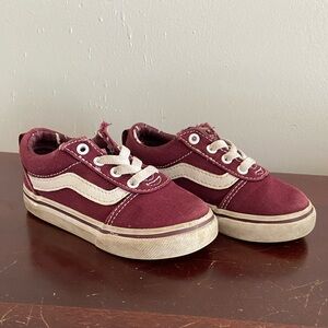 VANS Toddler Old Skool Elastic Lace Size 6 Toddler Burgundy & White